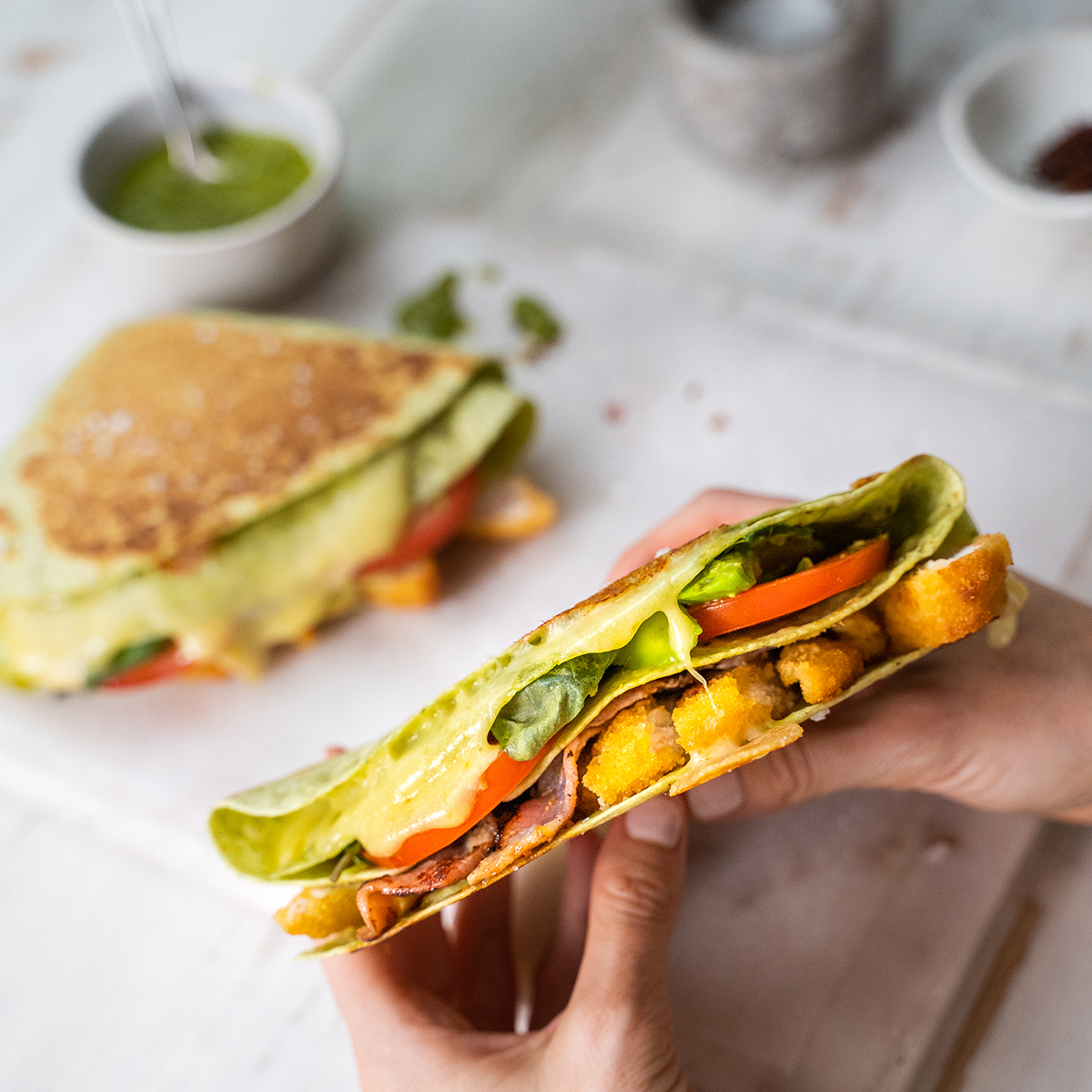 Chicken Bacon Avocado Tortilla Melt Waitoa free range chicken