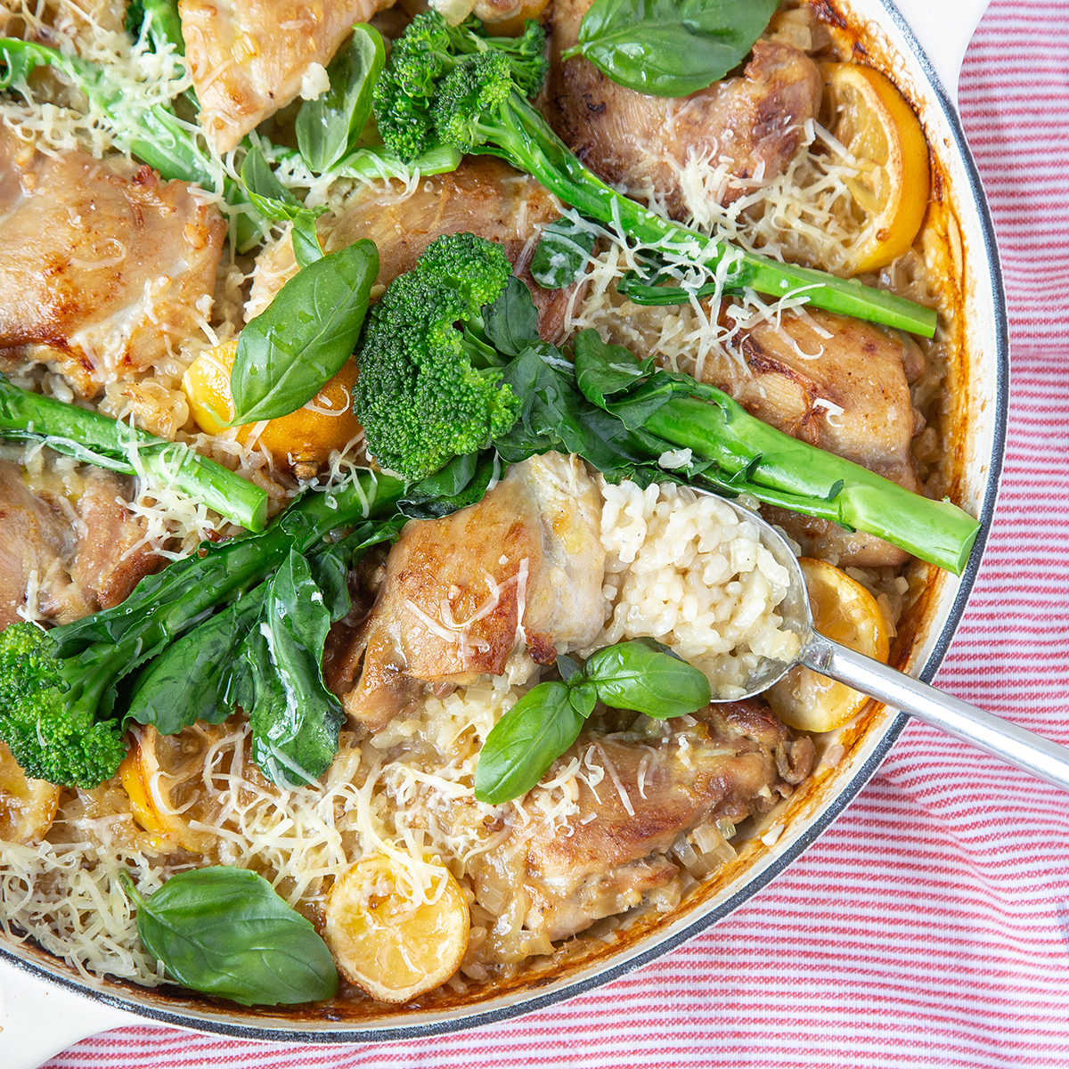 Chicken, Broccolini, Lemon and Basil Risotto - Waitoa free range chicken