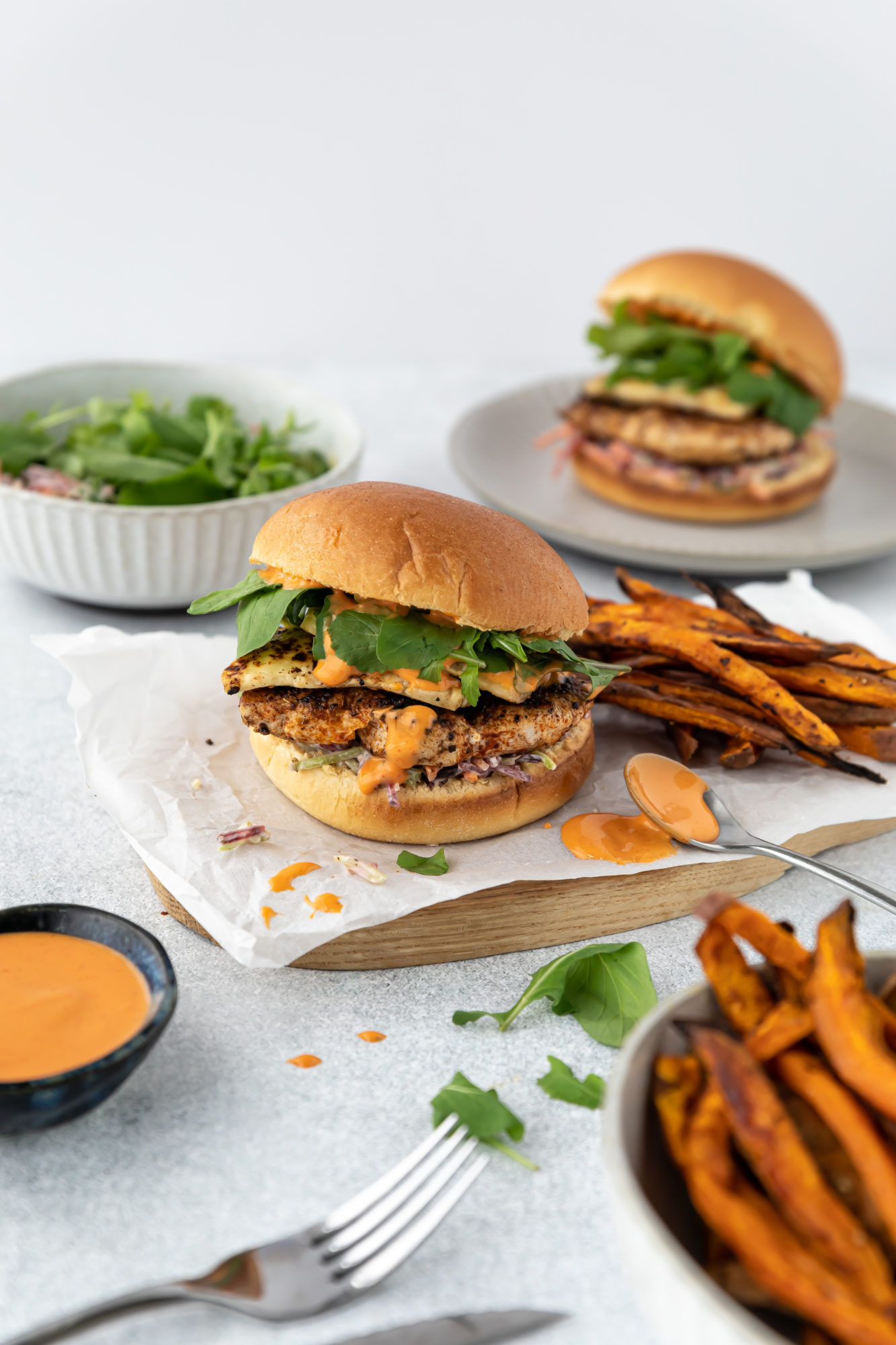 Halloumi Chicken Burgers - Waitoa free range chicken